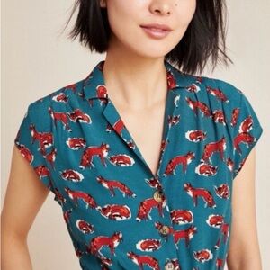 Anthropologie Maeve Catherine Dress with Fox Print